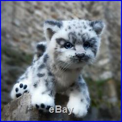 Handmade Realistic Snow Leopard cub/cat/kitten teddy OOAK (27cm)