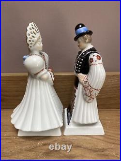 Herend Porcelain Traditional Matyo Bride & Groom Figurines- Signed By the Artist