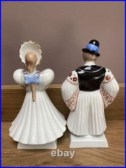 Herend Porcelain Traditional Matyo Bride & Groom Figurines- Signed By the Artist