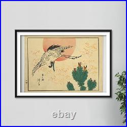 Hiroshige II Picture Album 18 White Heron and Setting Sun Painting Art Print