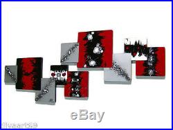 Hot Red n black abstract art wall sculpture hangings -Unique wall decor-wood
