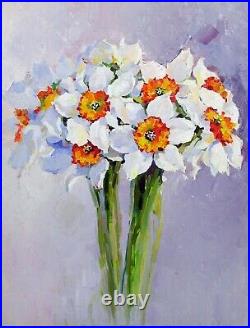 Hot Sale! Oil Painting White Bouquet Original Oil By Artist Evgenia A. Korneeva