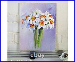Hot Sale! Oil Painting White Bouquet Original Oil By Artist Evgenia A. Korneeva