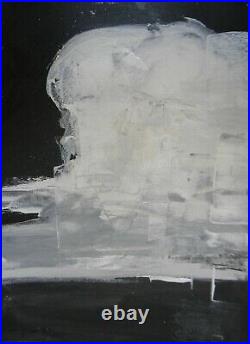 JOSE TRUJILLO Acrylic Painting 11x15 Black & White Monochrome Clouds Art (11/30)