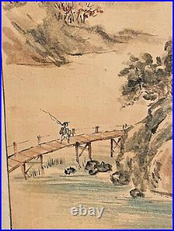 Japanese Original Autumn River Angling Painting 1973 by Japanese Artist TENMA
