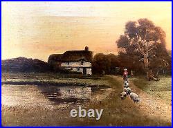 John White 19th C Artist Oil On Canvas Of Rural Scene Taking Sheep To Graze
