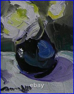 Jose Trujillo Framed Oil On Canvas Expressionist Impressionism White Flowers