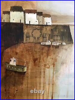 Keith Athay, Original, Large, Mixed Media'White Houses On The Cliffs V' Signed