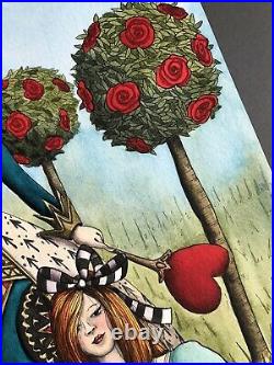 LARGE Alice In Wonderland QUEEN of HEARTS White Rabbit quirky painting CHESS