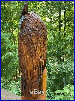 LARGE Chainsaw Carved HORNED OWL White Pine Wood Horned Owl Folk Art VERY UNIQUE