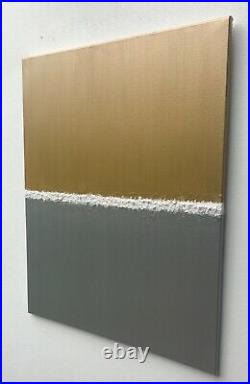 LARGE gold silver white textured ABSTRACT PAINTING ORIGINAL ACRYLIC CANVAS ART