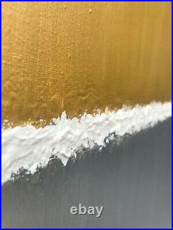 LARGE gold silver white textured ABSTRACT PAINTING ORIGINAL ACRYLIC CANVAS ART