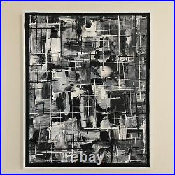 Labyrinth Black White And Gray Original New Modern Abstract Acrylic Painting