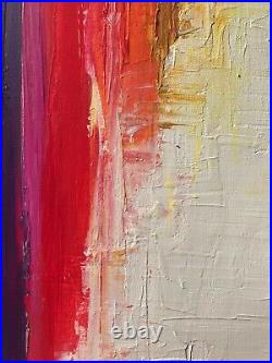 Large Multicolour Rainbow Colours Art Painting Cityscape White Red Yellow Blue