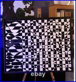 Large Original Abstract Oil Painting Signed by Richard Singleton, Black & White