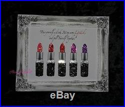 Lipstick Quote art picture with Glitter & crystals. Framed or Canvas! Any Size
