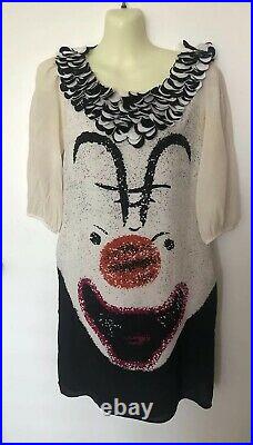 MOSCHINO Clown Dress White Silk Haute Couture IT38 Pret A Porter