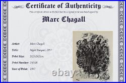 Marc Chagall Hand-Signed Original Print With COA and +$3,500 USD Appraisal
