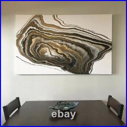 Meridian Gold Bronze And White Large Modern Abstract Painting New & Original