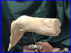 Moby Dick White Whale Hand-Carved from Single Maple Branch Original Folk Art