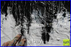 Modern Black White Abstract Art Painting Textured Canvas 160cm x 60cm Franko