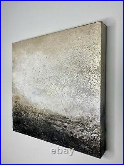 Modern Original Abstract White On White Painting Heavy Texture Mica Glitter