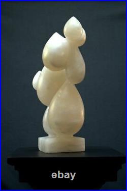 Modern art sculpture, white alabaster stone, raindrops carving sale by artist