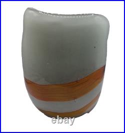 Murano Italy Art Glass Seashell Vase White Orange Brown Artisan