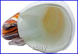 Murano Italy Art Glass Seashell Vase White Orange Brown Artisan