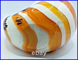 Murano Italy Art Glass Seashell Vase White Orange Brown Artisan