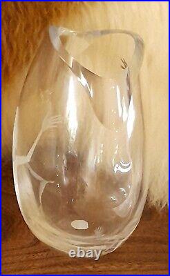 Nancy Sutcliffe Signed Vase Dartington Crystal Engraved Glass Gilt Detail 2013