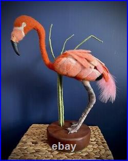 Needle Felted Pink Flamingo Bird