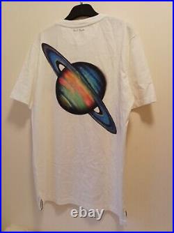 New Paul Smith T Shirt White, Embroidered Prescious Gem Stone Artist Stripe Sz S