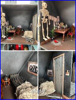 OOAK 112th Dolls House ADDAMS FAMILY INSPIRED Fully Furnished 1/12