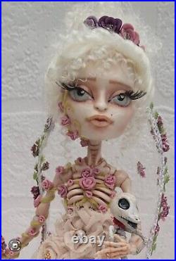 OOAK Doll Repaint Corpse Bride With Rose Quartz On Base
