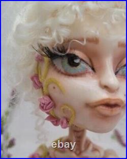 OOAK Doll Repaint Corpse Bride With Rose Quartz On Base