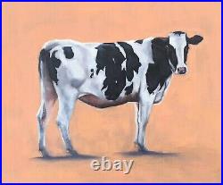 ORIGINAL Cow Oil Painting Holstein Black & white Cow Art