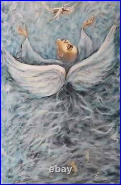 ORIGINAL Oil Painting canvas CONTEMPORARY ART Pronkin 2022 ANGEL WHITE-WINGED