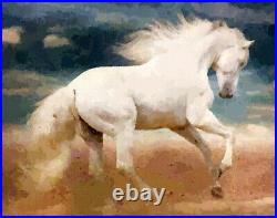 ORIGINAL White Horse Painting Equestrian British Art Original Presale