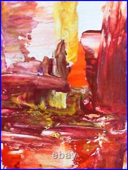 Original Abstract Contemporary Acrylic Landscape Canvas White Red Yellow Orange