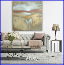 Original Abstract Painting 36x36 Large Canvas Art Gold/White Textured Abstract
