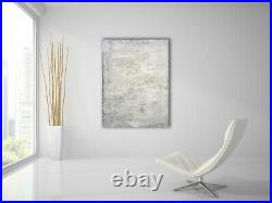Original Abstract Painting 40x30 Large Canvas Art Beige Ivory White Abstract