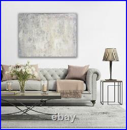 Original Abstract Painting 40x30 Large Canvas Art Beige Ivory White Abstract