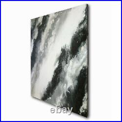 Original Abstract Painting 48x48 Large Canvas Art Black White Gray Abstract Art