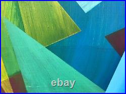 Original Abstract Painting Art Blue Green Yellow White Acrylic Canvas Art Deco