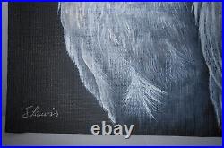 Original Acrylic Painting Two White Doves on 12 x 10 ins Canvas Artist J. Lewis