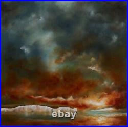 Original Artwork Oil Canvas Abstract Impressionist White Cliffs Dover