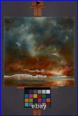 Original Artwork Oil Canvas Abstract Impressionist White Cliffs Dover