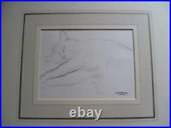 Original Cat Drawing Sketch by Clifford Hall featuring Artist's white cat Arabis