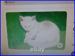 Original Cat Drawing Sketch by Clifford Hall featuring Artist's white cat Arabis
